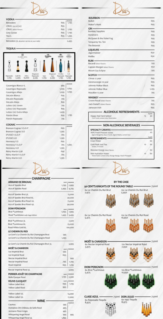 Drais Nightclub Las Vegas Table