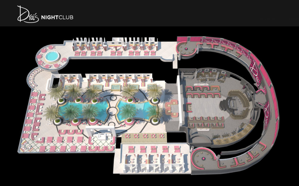 drais nightclub table map