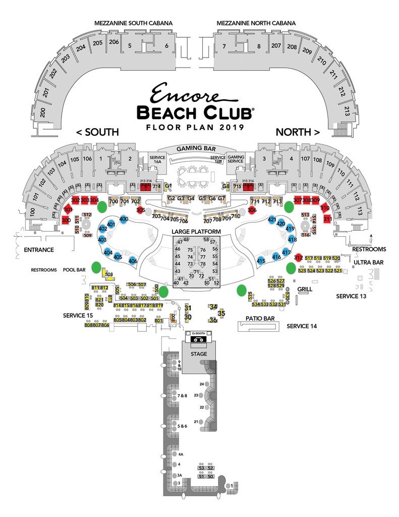 encore beach club table map