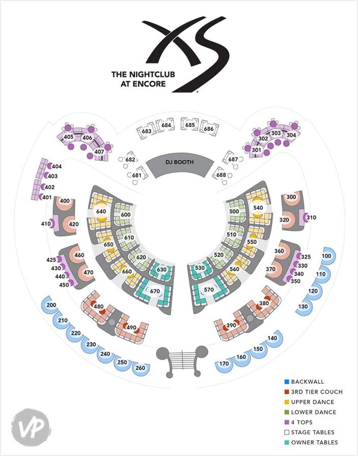 xs nightclub table map