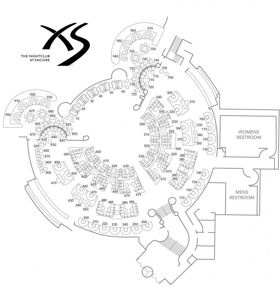 xs nightclub table map